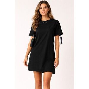 Tommy Hilfiger Black T-Shirt Dress XL NWT Cotton Minimalist Logo Casual